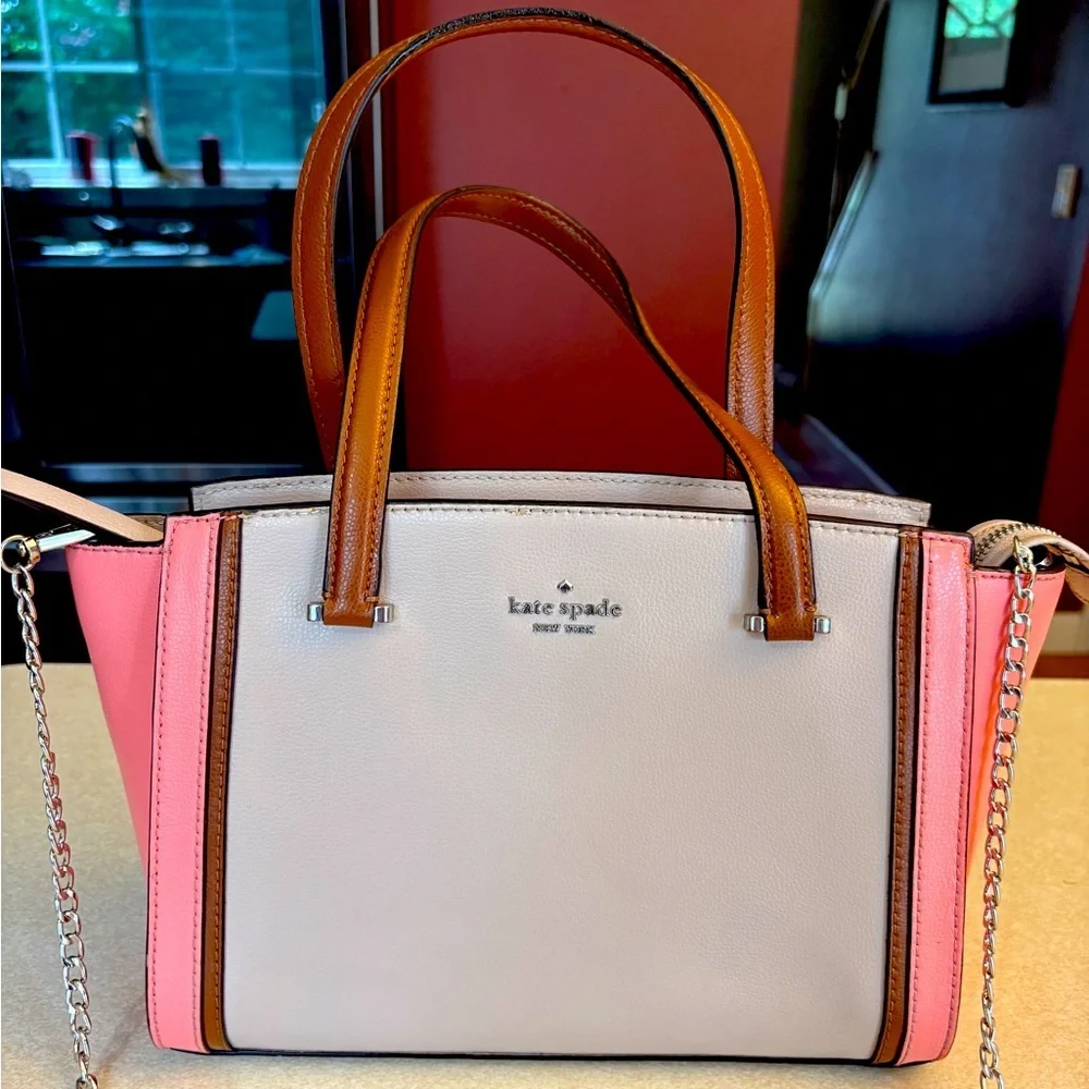 KATE SPADE Pink & Gray 2Way New York Tote Bag, NWOT